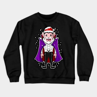 Cute Kawaii Vampire in Snow wearing Santa Hat Hallowxmas Crewneck Sweatshirt